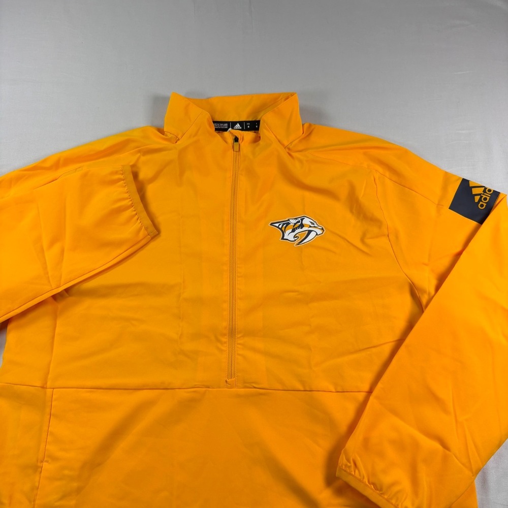Nashville Predators Sweatshirt Mens M Gold 1/4 Zip Pullover Lightweight Adidas